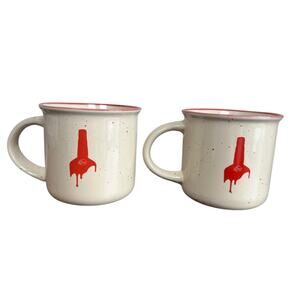 Maker's Mark Limited Edition Bourbon Whisky Cream & Red Ceramic Coffee Mugs Set